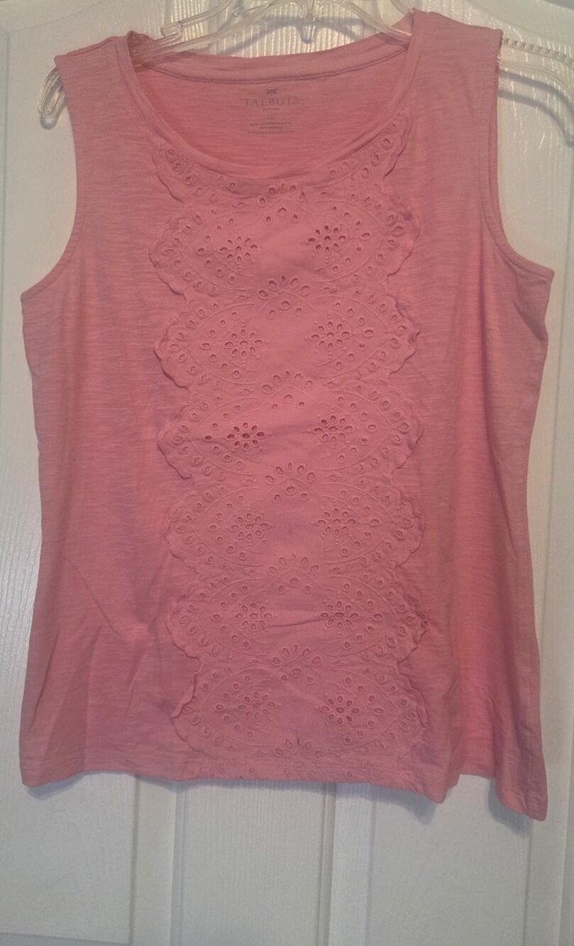 Talbots Pink Tank with Lace front size MP